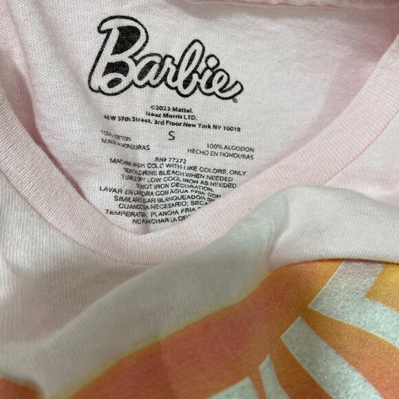 Barbie Weekend Vibes Pink Graphic Tee Shirt S 100% Cotton Womens Casual Summer T - Picture 5 of 5